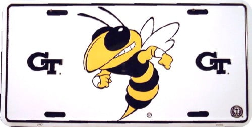 Georgia Tech (Buzz logo) embossed metal auto tag - Walmart.com