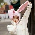 thumbnail image 3 of serony Cute Rabbit Hat with Adjustable Ears Warm Animal Soft Plush Pink, 3 of 9
