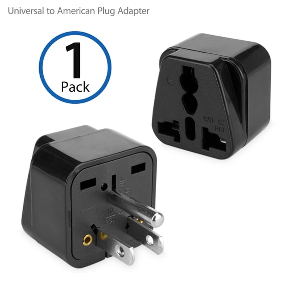 Plug Adapter, BoxWave [Universal to American Outlet Plug Adapter - With Ground Pin] Grounded Universal to Type A Socket Converter for Smartphones and Tablets - Black