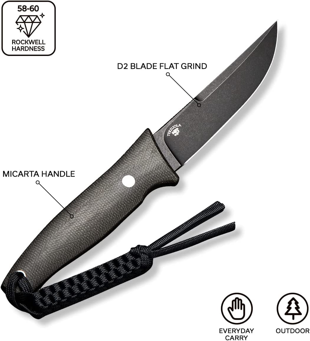 CIVIVI 4.07 in Drop-Point D2 Blade Tactical Knives, with Black Lanyard C19046-4