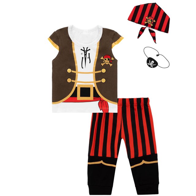 Set de disfraces Auggle Pirate para niño pequeño Halloween 2T, color blanco