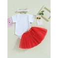 thumbnail image 3 of Newborn Infant Baby Girl My 1st Mother's Day Outfits Short Sleeve Romper Tulle Tutu Skirt Headbands Set, 3 of 6