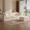 thumbnail image 3 of 110" Modular Sectional Sofa, Boneless Convertible L-Shape Couch with Ottoman, 3 Seater Cloud Sectional Couches for Living Room,Office，Beige, 3 of 11
