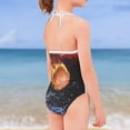 thumbnail image 4 of SEANATIVE Lace Up Swimwear One Piece Size 9-10 Years Fire Water Basketball Toddler Girl Bathing Suit Skin-Friendly Kids Girls Swimsuit Tankini, 4 of 5