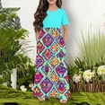 thumbnail image 2 of Robe Décontractée pour Filles avec Poches, Manches Courtes, Col Rond, Polyester Léger, Jupe Longue, pour Âges de 4 à 14 Ans, 2 of 5