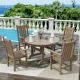 thumbnail image 2 of WestinTrends Malibu Patio Dining Table, All Weather Poly Lumber Adirondack 47" Trestle Round Outdoor Table with Umbrella Hole, Weathered Wood, 2 of 7