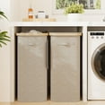 thumbnail image 5 of Dovied 2PCS Slim Laundry Hamper with Lid 85L Foldable Clothes Basket with Removable Mesh Bag & Handle for Closet Bathroom Bedroom (Beige), 5 of 7