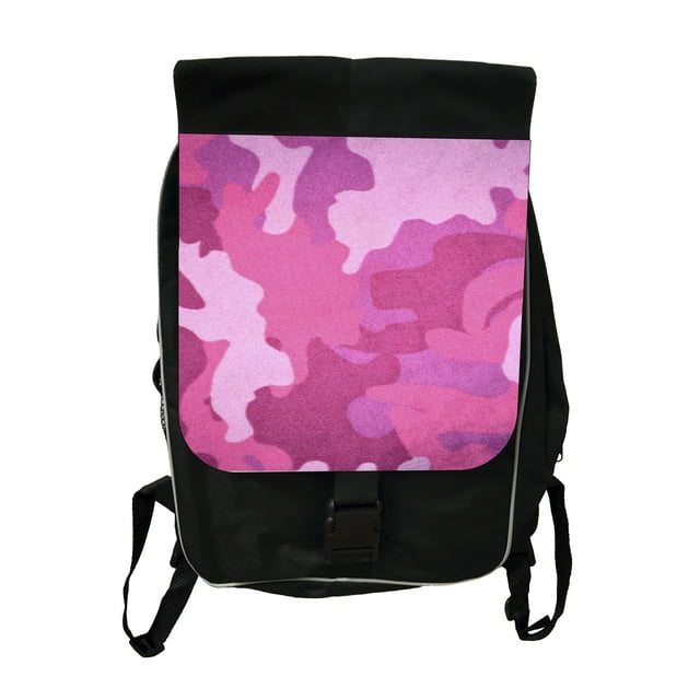 Pink Camo - Girls Black School Backpack