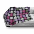 thumbnail image 3 of Abstract Soft Flannel Fleece Throw Blanket, Knot Pattern with Large Fractal Yarns Geometric Linked Bands Graphic, Cozy Plush for Indoor and Outdoor Use, 50" x 60", Grey Purple Pink, by Ambesonne, 3 of 6