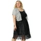 thumbnail image 3 of Women's Plus Size Shrug Cardigan Lace Allover Open Front Short Sleeve Crop Bolero Jacket Grey 4X, 3 of 7