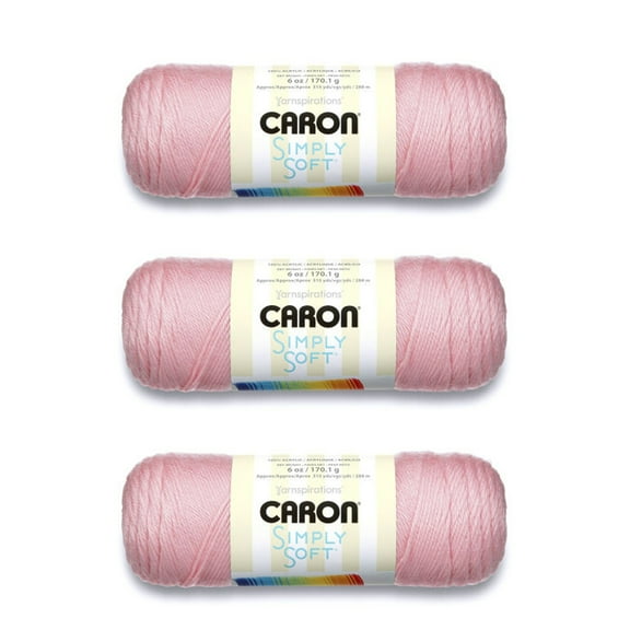 Caron Simply Soft Soft Pink Yarn - 3 Pack of 170g/6oz - Acrylic - 4 Medium (Worsted) - 315 Yards - Knitting/Crochet