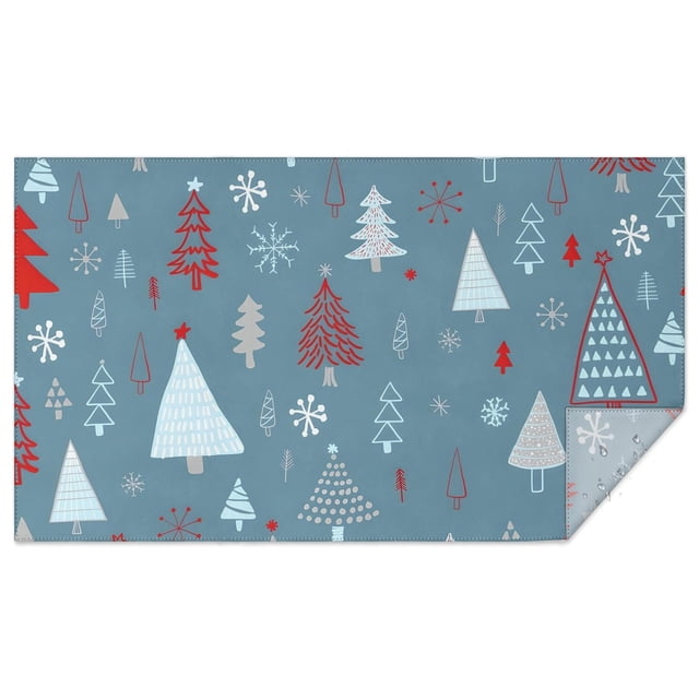 Meery Christmas Rectangle Tableclothes Red & Green Christmas Trees Tablecloths 60x102inch Polyester Washable Foldable and Durable Tablecloths for Dining Kitchen Parties Weddings and Outdoor Use