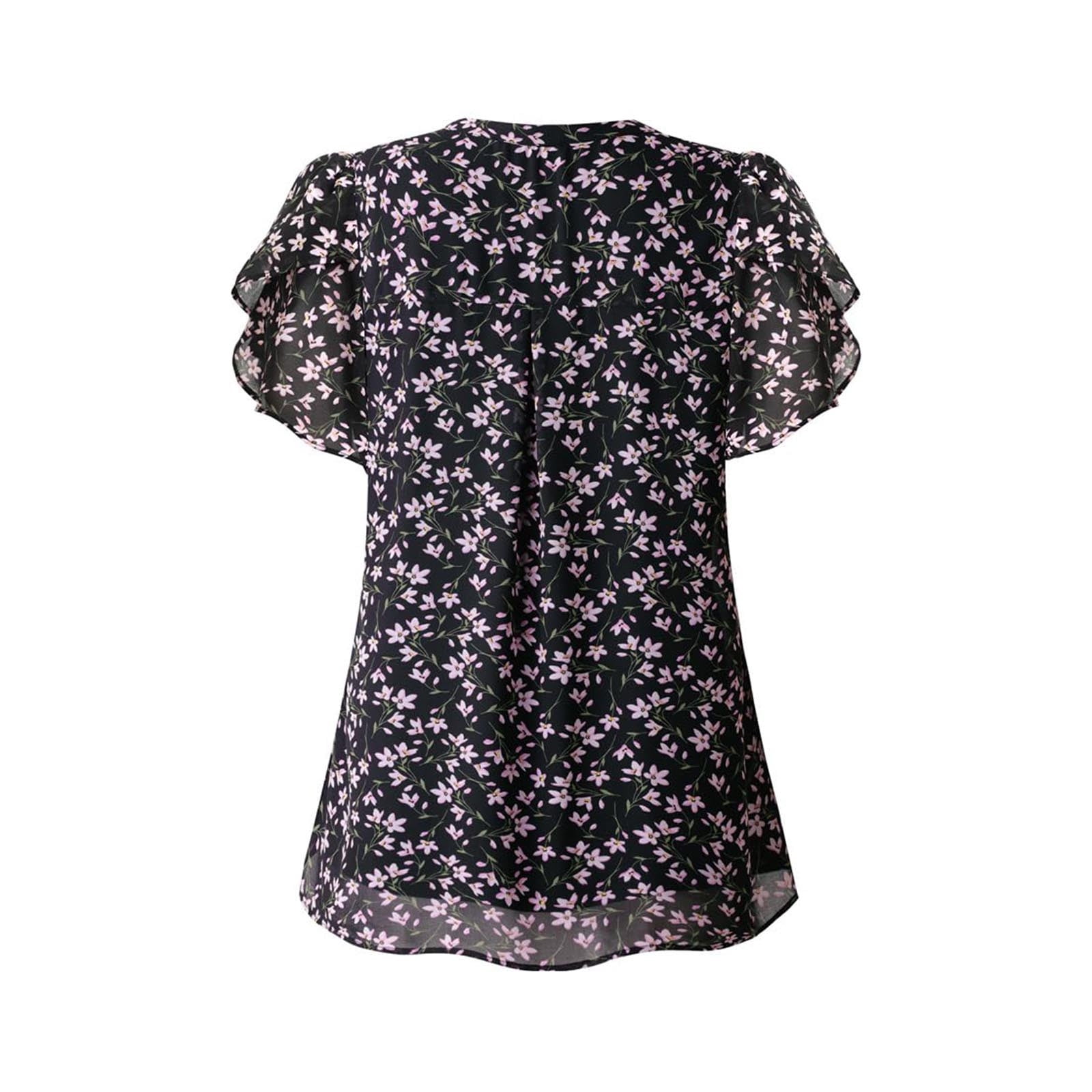 Petal chiffon blouson Black HIAND