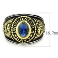 thumbnail image 3 of Women's 316 Stainless Steel Two Tone Gold Navy Military Deep Blue Sapphire CZ Ring - Size 9, 3 of 7