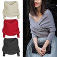 thumbnail image 2 of IKemiter Femmes Tricoté Pull Tops Foulard avec Manches Wrap Hiver Chaud Foulards Châles, 2 of 8