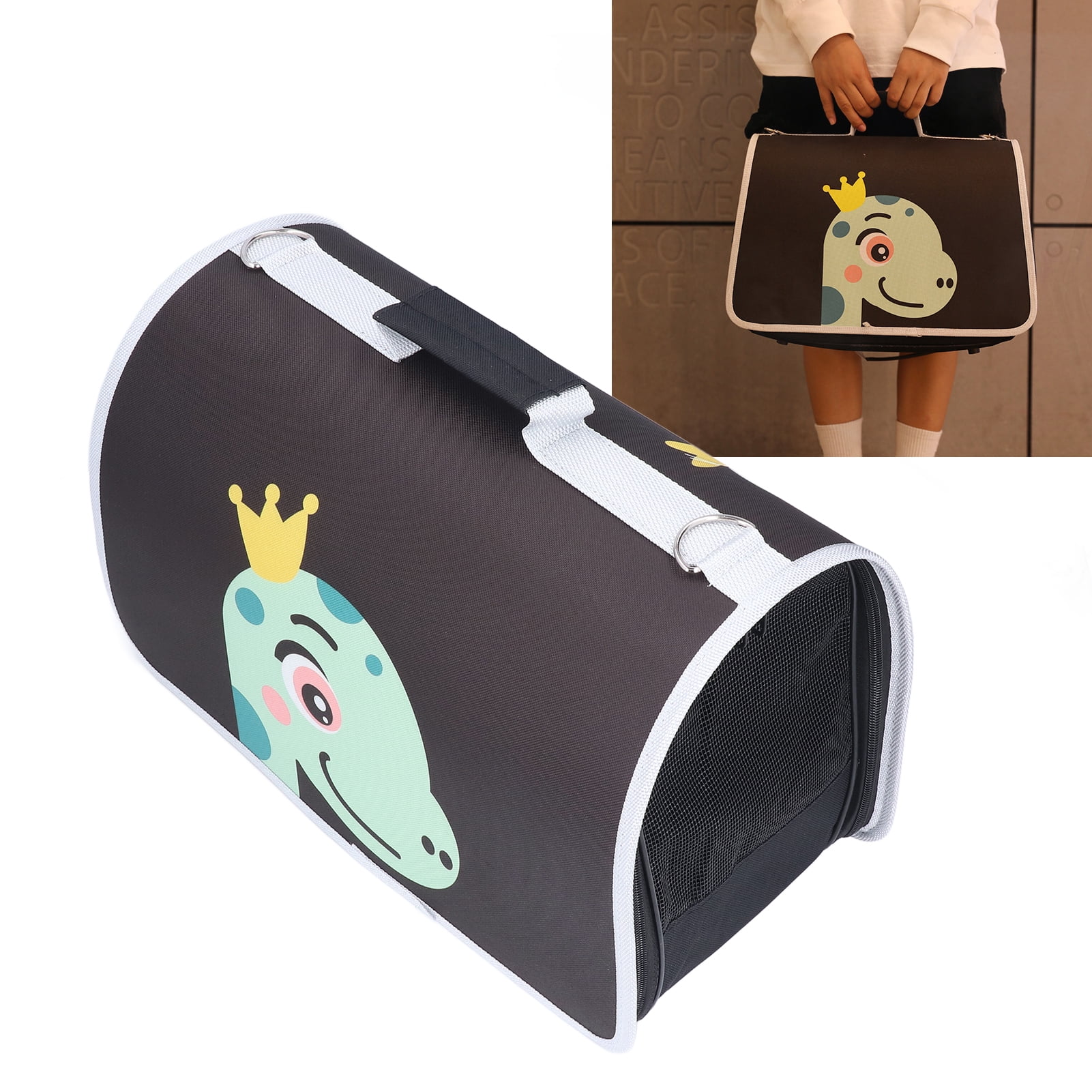 Rupoun Soft Sided Collapsible Portable Pet Carrier Backpack with Shoulder Strap for Small Cats and Dogs, Green Dinosaur, 14.17 x 6.69 x 9.45 inches / 36 x 17 x 24 cm