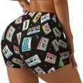 thumbnail image 2 of Qekee Colorful Retro Tape Women Workout Shorts, Sports shorts, Scrunch Butt Lifting Gym Shorts, Breathable Soft - Small, 2 of 9