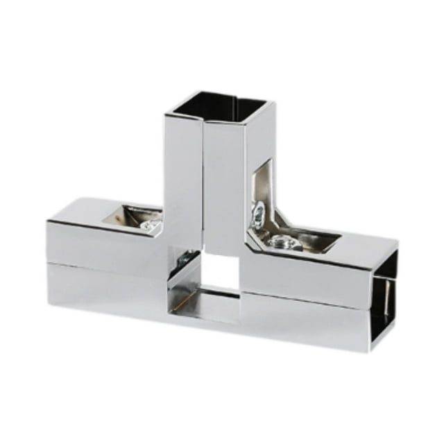 Conector de abrazadera para tubo cuadrado de 1 "x 1", pernos incluidos para barandilla de barandilla de valla, ajuste resistente, aleación de aluminio Forma de T plateada.