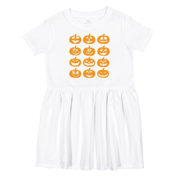 Inktastic Halloween Pumpkin Faces Orange Girls Toddler Dress