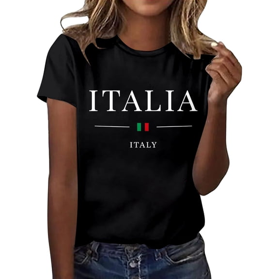 BOOMNY Womens Short Sleeve Tshirts Crew Neck Italian Day Graphic T-Shirts Summer Tee Tops for Women