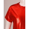 thumbnail image 4 of Manyakai Kids Girls Boys Shiny Metallic T-Shirt Short Sleeves Hip Hop Jazz Dance Performance Tees Red 110, 4 of 7