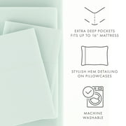Noble Linens 4 Piece Solid Microfiber Bed Sheet Set, Mint, Full