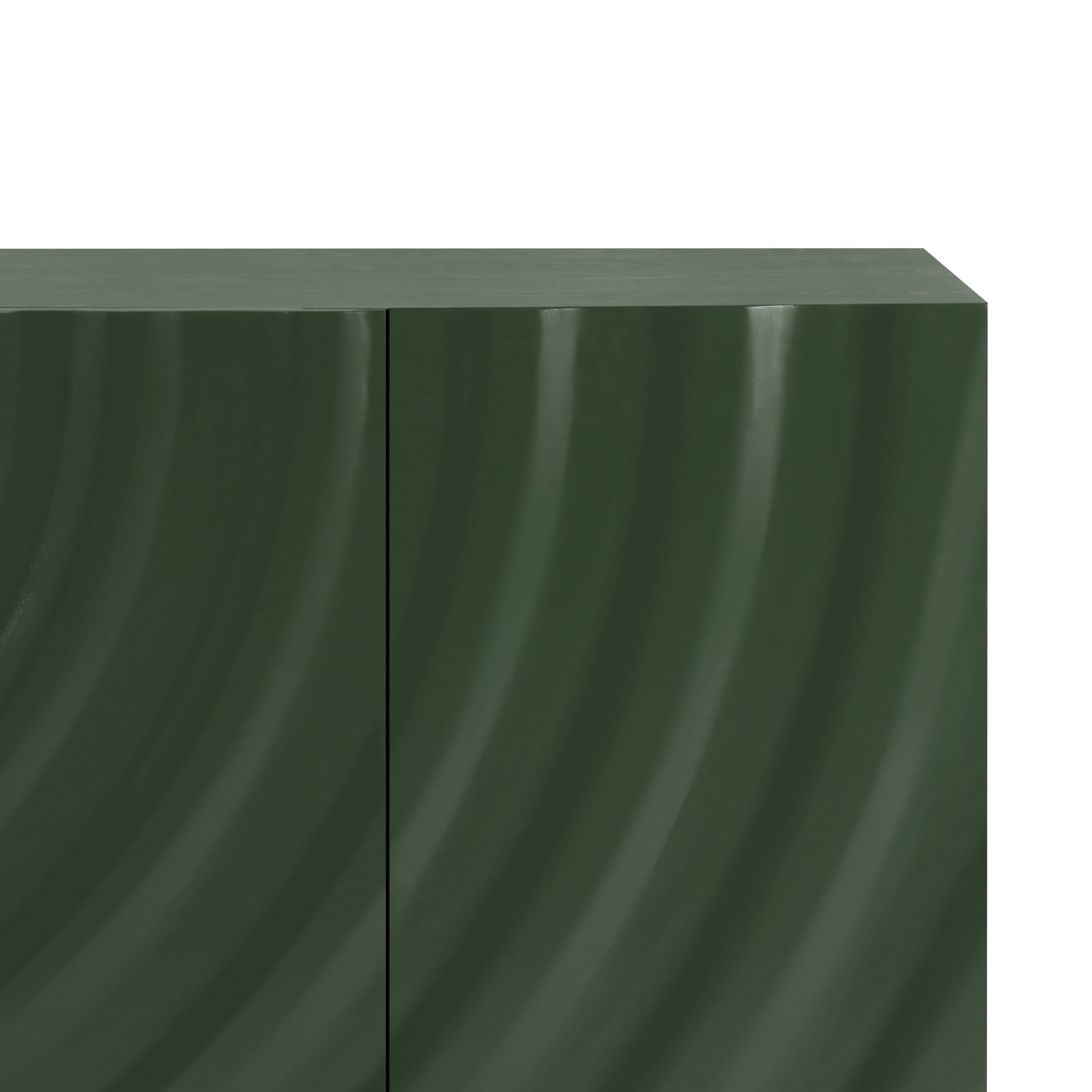 Christopher Knight Home Modern Sculptural 60" Sideboard, Ripple Doors, Adjustable Shelves, Metal Legs, Green