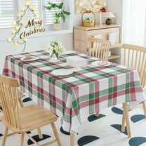 Flowpartex Square 84" inch Tablecloth Green and Red Plaid Waterproof Wrinkle-Free Washable Christmas Decoration Fabric Table Cover for Dining Outdoor Party Holiday Kitchen,60 x 84 inch