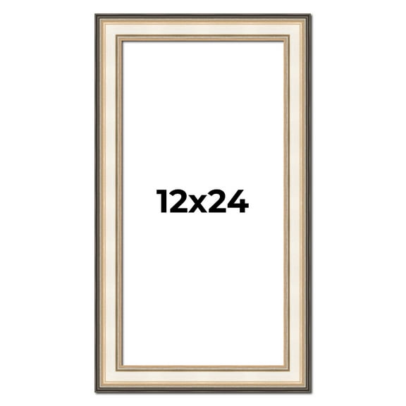 12x24 Frame Gold Silver Plein Aire 2" Inch Wide Moulding Solid Wood Picture Frame | Modena