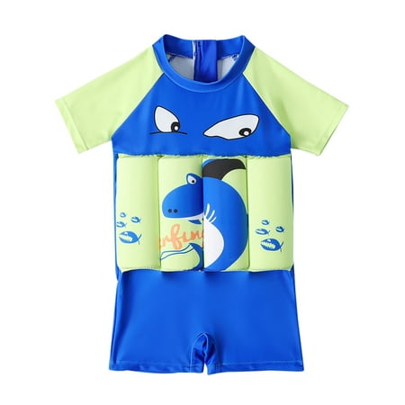 

PEYAN 0-5T Toddler Baby Boy Short Sleeve Float Swimsuit Buoyancy Sticks One Piece Floating Swim Training Swimwear