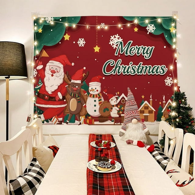 Christmas Background Cloth Holiday Party Event Decoration Tapestry Cloth Christmas Greetings Decoration Poster