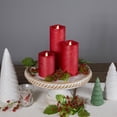 thumbnail image 2 of Northlight LED Flickering Flameless Textured Wax Pillar Candles - 8" - Red - Set of 3, 2 of 6