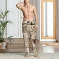 thumbnail image 2 of Fotbe Abstract Coffee Pattern With Letters Pantalones de Pijama para Hombre, Pantalones de Dormir, Pantalones de Casa con Cintura Ajustable y Bolsillos-Large, 2 of 6
