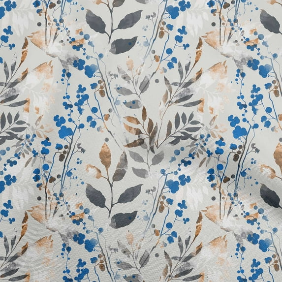 oneOone Silk Tabby Medium Blue Fabric Leaves Fabric For Sewing Printed Craft Fabric By The Yard 42 Inch Wide-C1