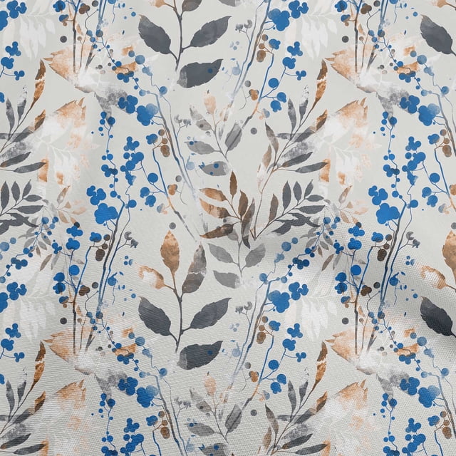 oneOone Polyester Spandex Medium Blue Fabric Leaves Craft Projects Decor Fabric Printed By The Yard 56 Inch Wide-JJ