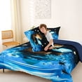 thumbnail image 4 of Erosebridal Boys Girls Cartoon Capybara With Magical Books Queen Comforter Set 3pcs,Kids Cute Animal Bedding Comforter Set,Navy Blue Reversible, 4 of 7