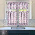 thumbnail image 3 of Kitchen Curtains 36 Inch Short - 3 Panel Set, Flamingo Tropical Bird Print, Rod Pocket Window Curtain, 100% Polyester for Hawaiian Summer Beach Decor, Easy Wash, 3 of 6