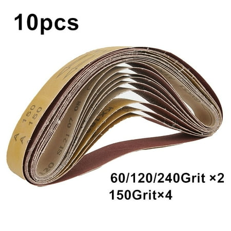 

Mduoduo 10 Pcs 60/120/150/240 Grit 40mm x 680mm Sanding Belts Set for Grinding Machine