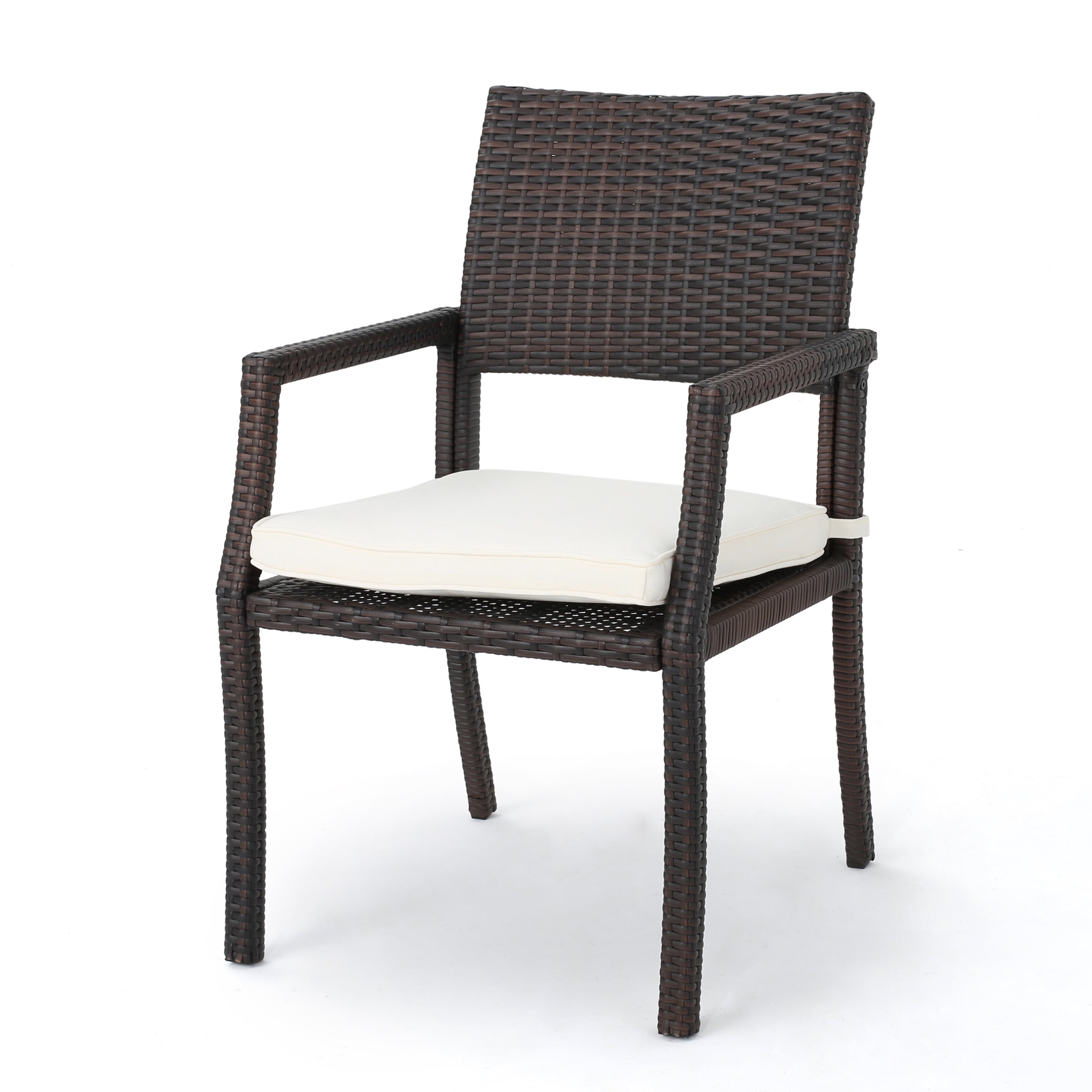 Outdoor 7-piece Wicker Rectangular Dining Set,Multibrown,White