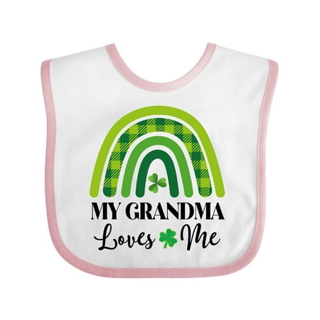 

Inktastic Grandma Loves Me Irish Rainbow Gift Baby Boy or Baby Girl Bib