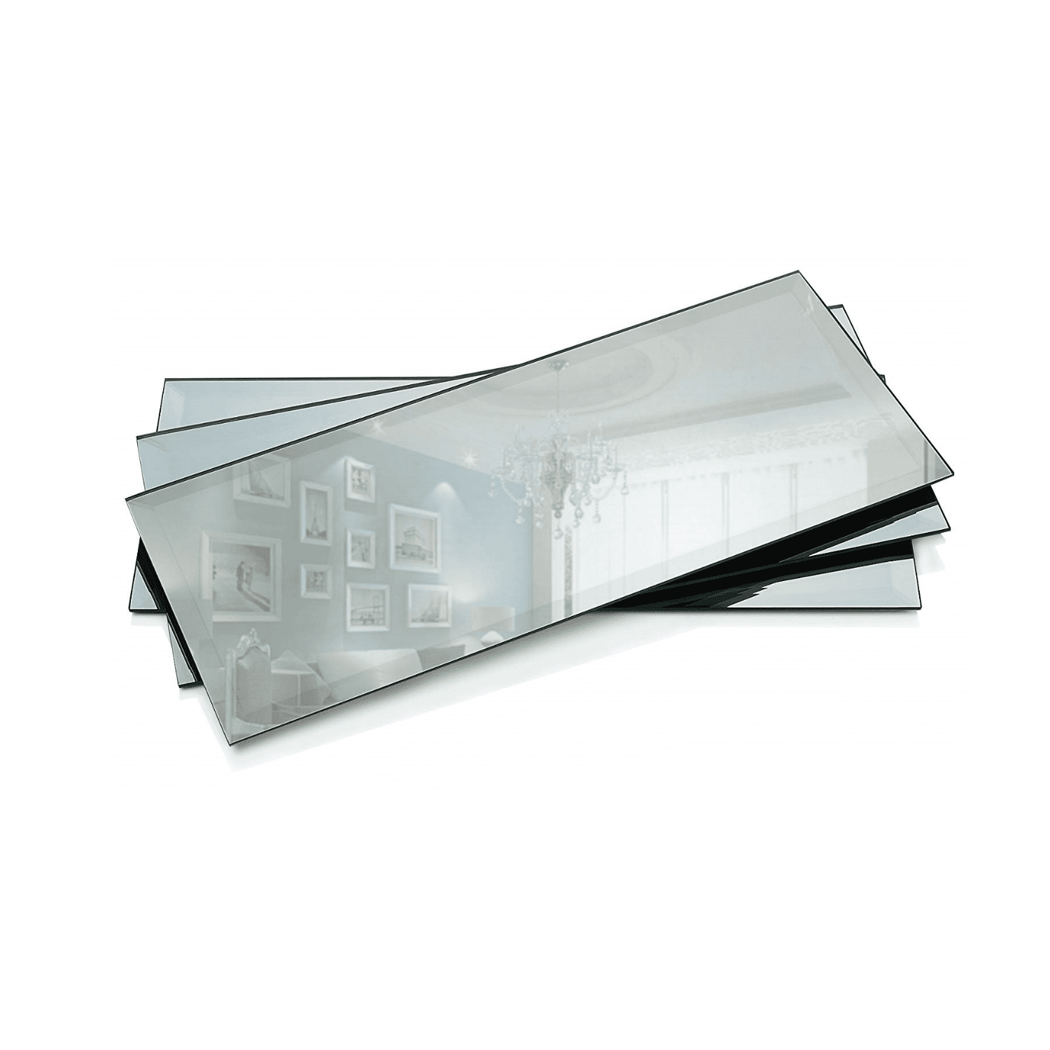 5 X 12 Inch Rectangle Mirror Candle Plate 3 mm Thick with Beveled Edge