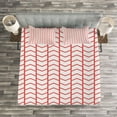 thumbnail image 3 of Ambesonne Modern Quilted Bedspread Set 3 Pcs, Chevron Lines Borders, King Size, Dark Coral and White, 3 of 3
