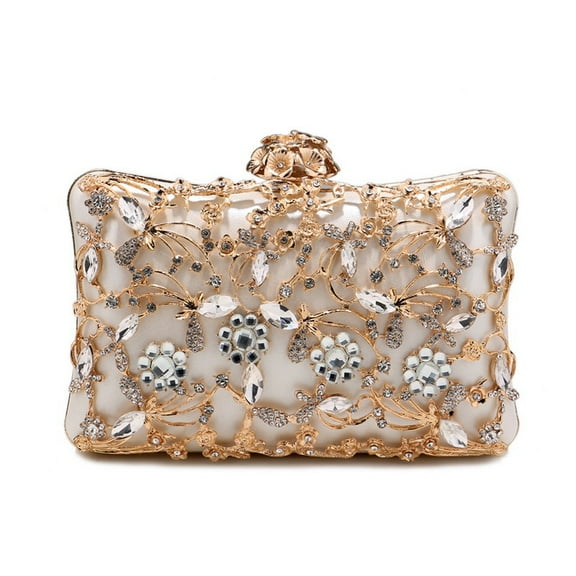 Hollow Rhinestone Evening Bag, Elegant Box Clutch Purse, Women's Handbags For Party Prom Wedding