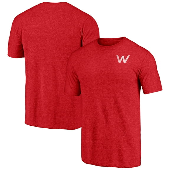 Men's Red Wisconsin Badgers Vintage Left Chest Distressed Tri-Blend T-Shirt