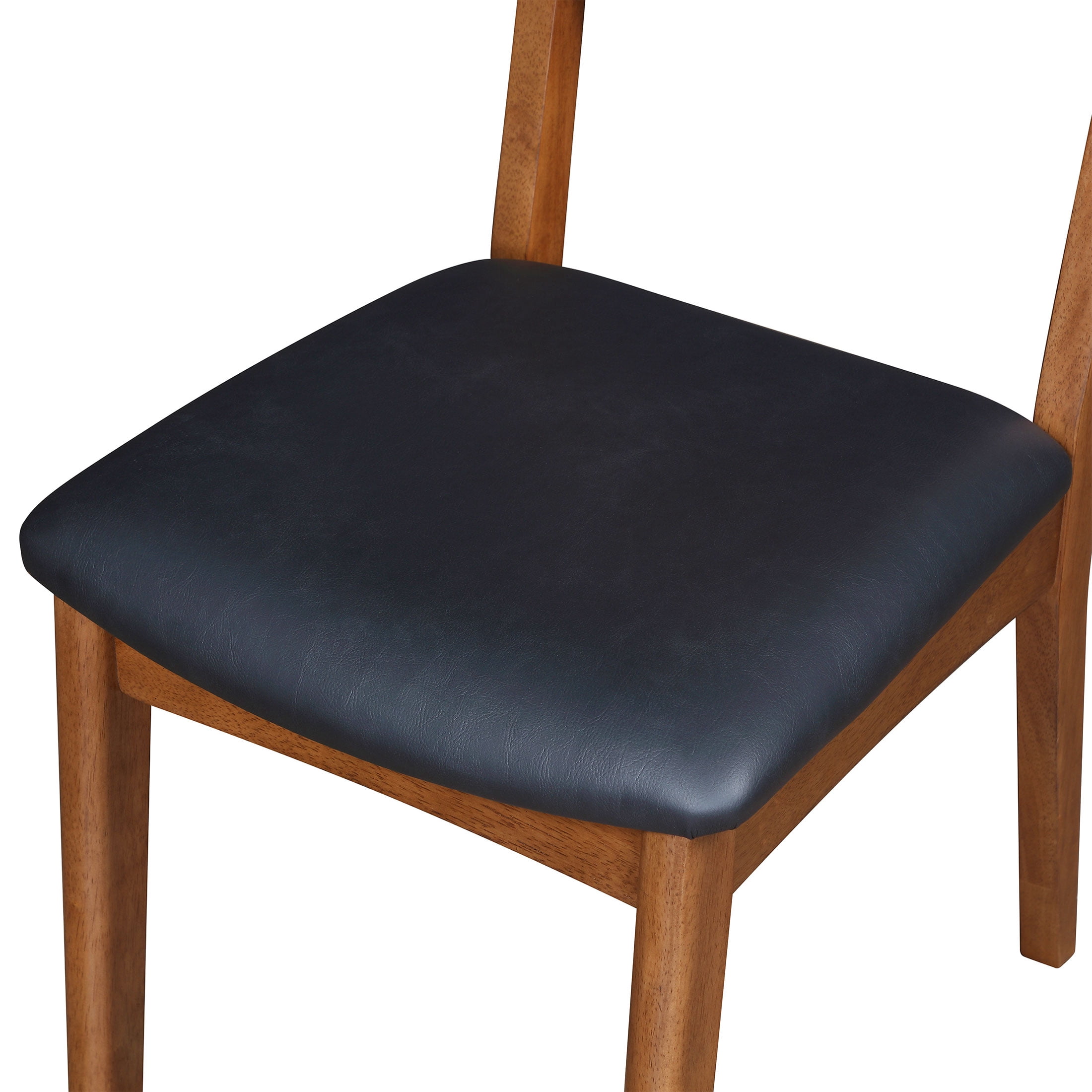 Better Homes & Gardens Greyson Mid-Century Dining Chairs, Black Faux Leather, Acorn Finish, Set of 2