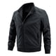 thumbnail image 2 of Chaquetas Hanzidakd para hombre, abrigos de invierno y otoño, manga larga, color liso, cuello alto, bolsillo con cremallera completa, ligeras, gabardinas holgadas, cárdigan informal, tops negros M, 2 of 4