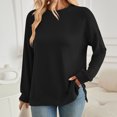 thumbnail image 2 of ameIAEA Fall Sweatshirts for Women Long Sleeve Crewneck Tops Side Slit Casual Loose Shirts, 2 of 7