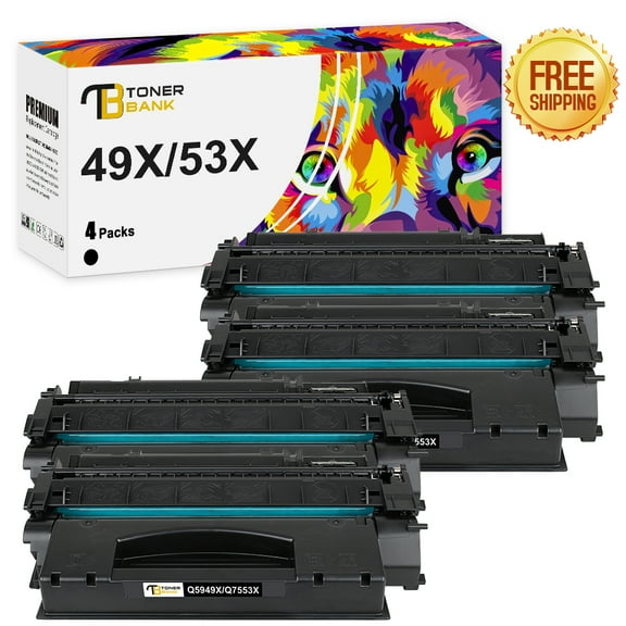 Toner Bank 4-Pack Compatible Toner Cartridge for HP Q5949X 49X LaserJet 1320 1320N 1320TN 1320NW 3390 3392 Printer (Black)