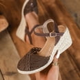 thumbnail image 3 of Pandaie Women's Closed Toe Platform Sandals Summer Ankle Buckles Strap Espadrilles Wedge Slip on Walking Shoes for Casual Beach Vacation Coffee Size 8.5, 3 of 7