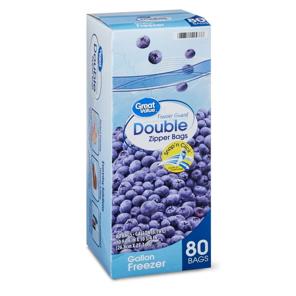Great Value Fresh Seal Double Zipper Gallon Freezer Bags Super Mega